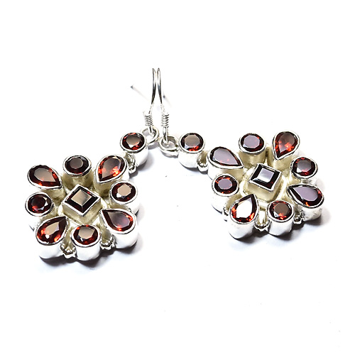  Garnet Silver Earrings